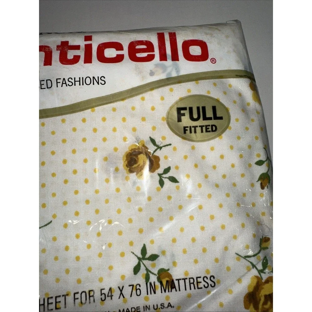 Vintage Set Cannon Monticello Full Fitted Sheet Rose Dream 266 Yellow NEW